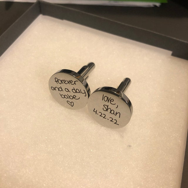 Personalized Cuff Links, Handwriting CuffLinks, Wedding Gift for Husband, Custom Cufflinks for Him