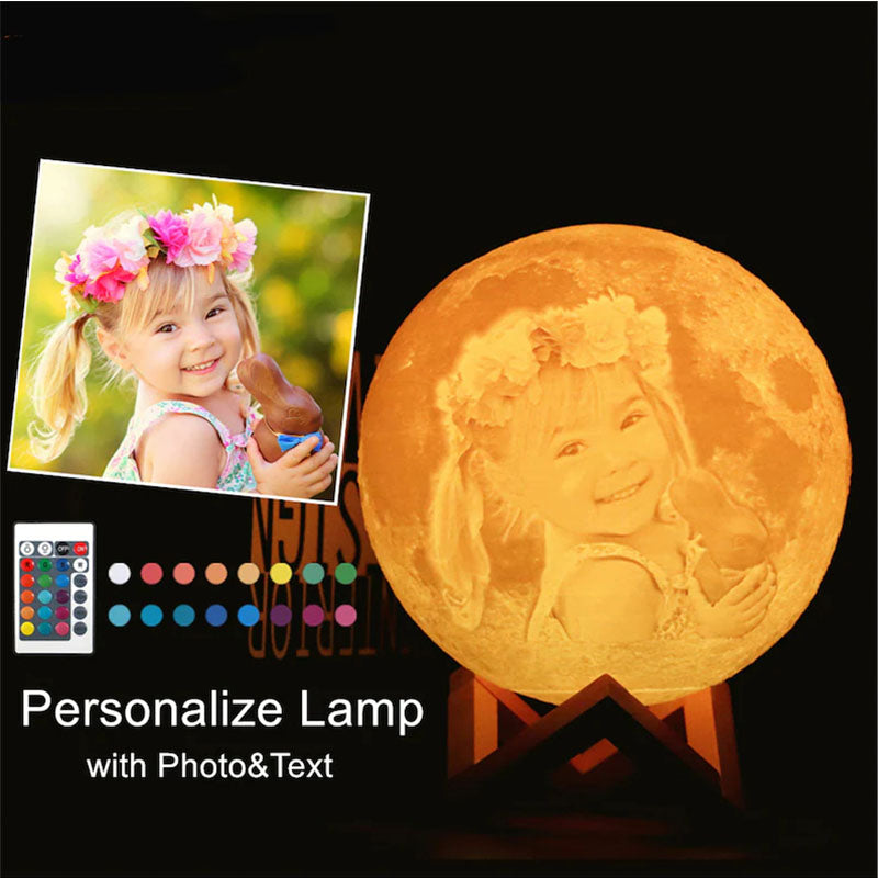 Personalization Luna Moon Lamp Night Light 3D Print Moonlight LED Dimmable Touch/Pat/Remote Switch Rechargeable