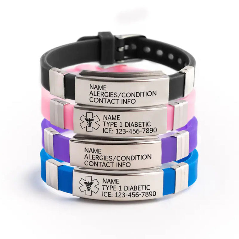 Emergency Bracelet, Personalized Medical Alert Bracelet, Allergy Bracelet, Diabetic,kids Medical ID Bracelet