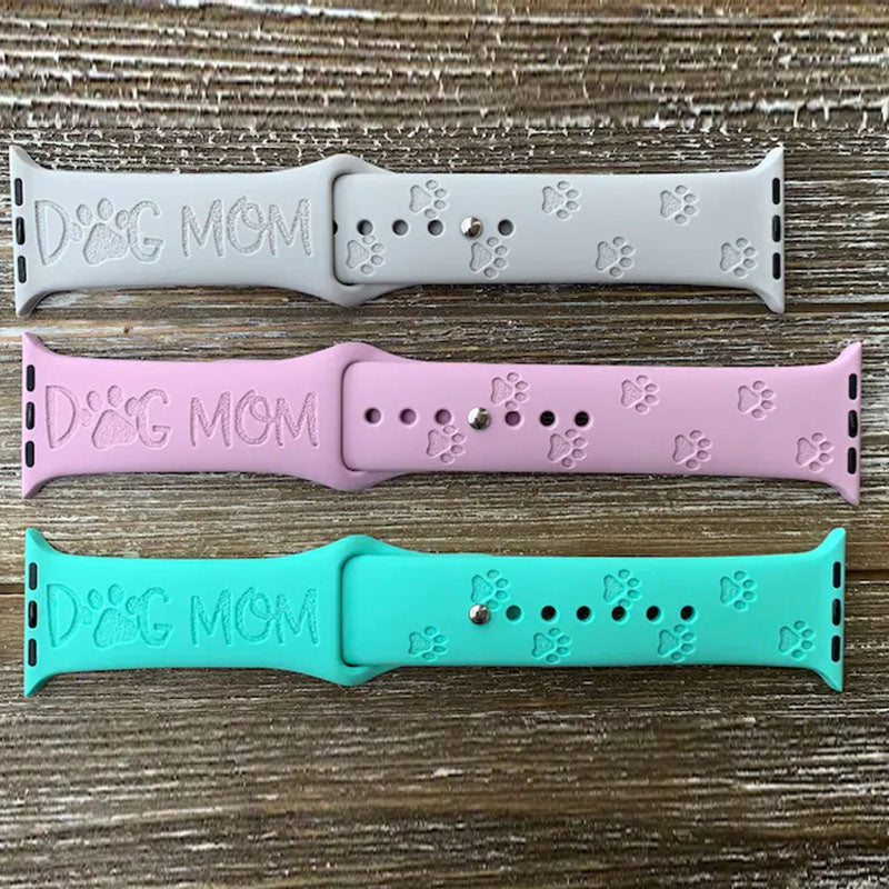 Dog Mom Engraved Watch Strap Compatible with Apple Watch Bands