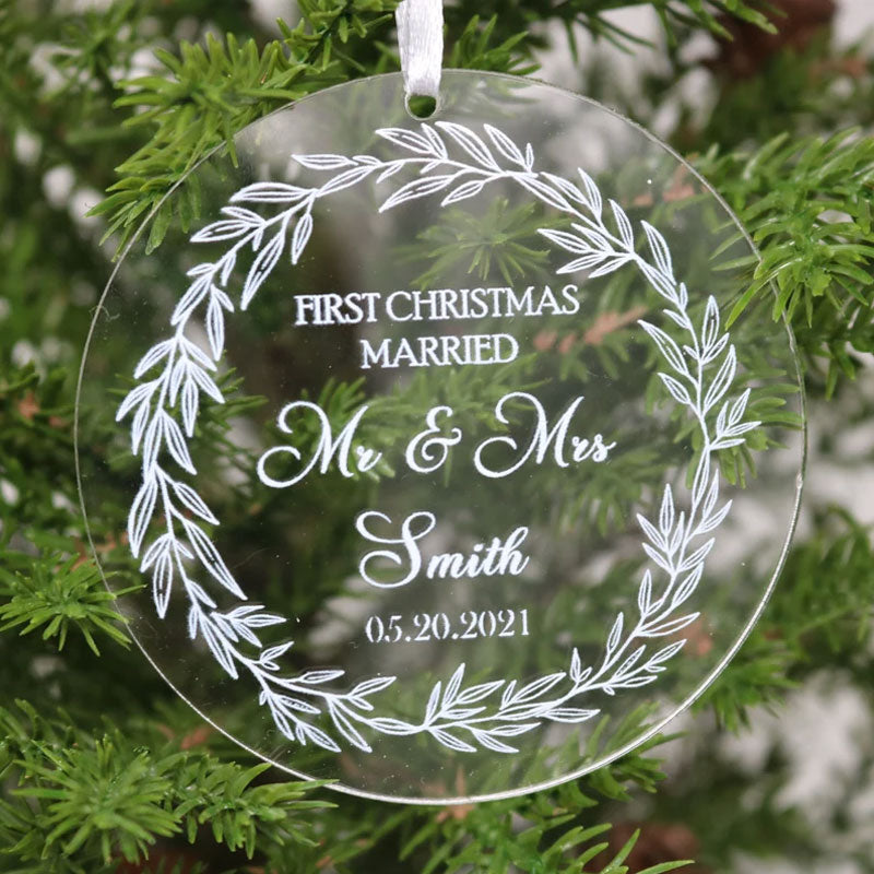 Our First Christmas Married Ornament Personalized Mr and Mrs Christmas Ornament Newlywed Gift Wedding Gift