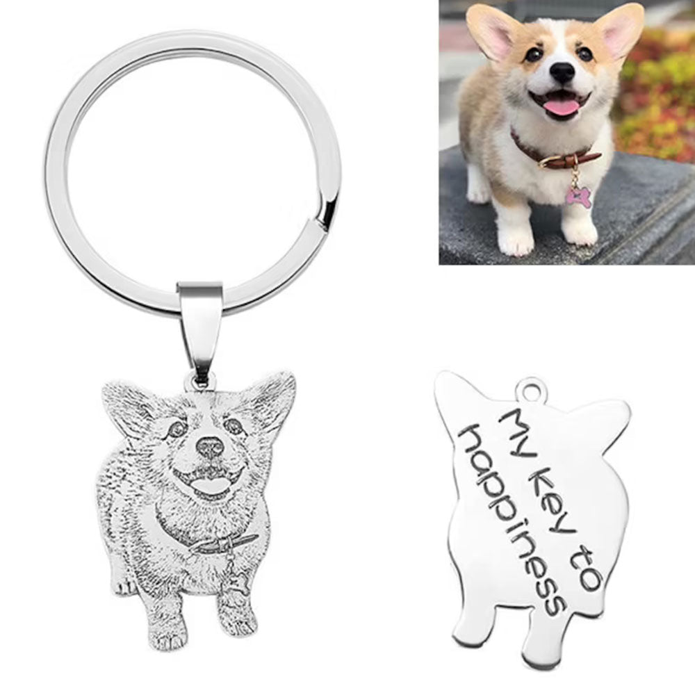 Engraved Pet Photo Personalized Keychain