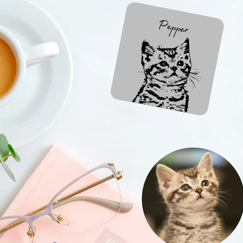 Custom Pet Coasters Using Pet Photo + Name Custom Cat Coaster Custom Dog Coaster