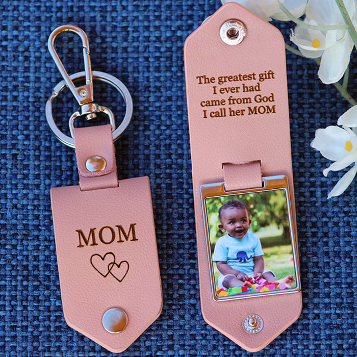 Personalized Leather Photo Keychain