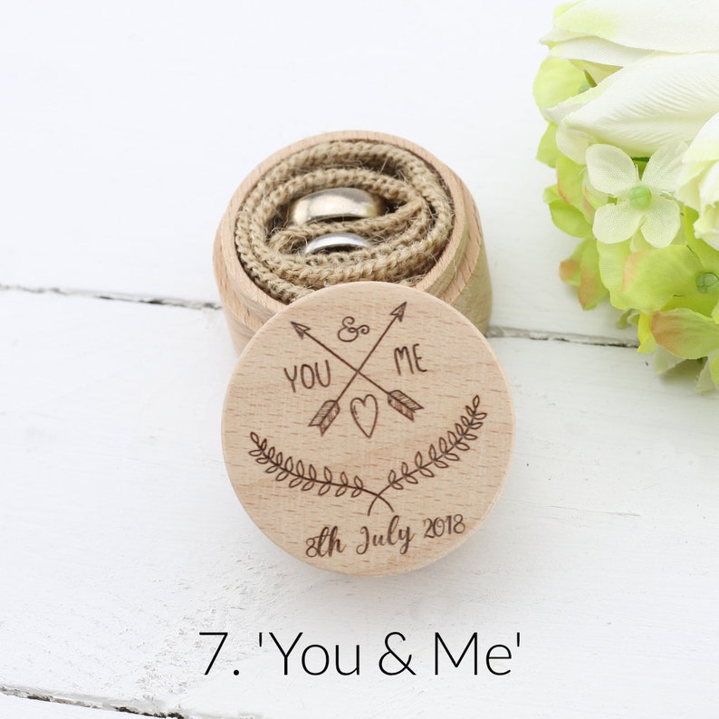 Personalised Wedding Ring Box, Custom Ring Bearer Box, Proposal Box, Engagement Ring, Wooden I Do Box, Rustic, Boho Chic - 9 DESIGN CHOICES