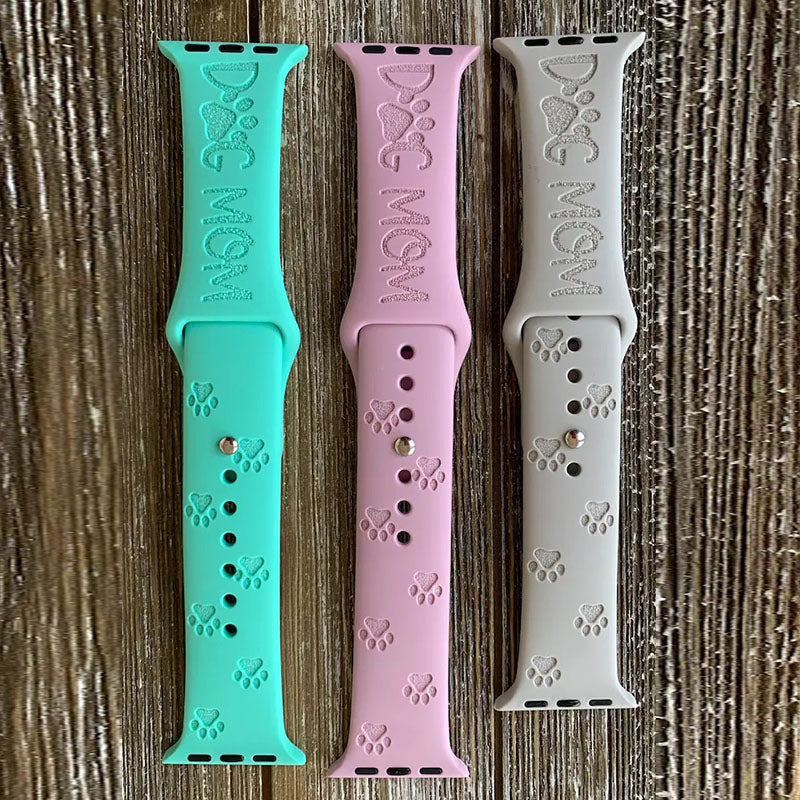 Dog Mom Engraved Watch Strap Compatible with Apple Watch Bands