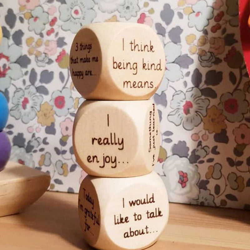 Wooden Mindfulness Discussion Dice for Children