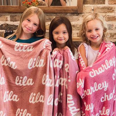 Personalized Blanket for Kids Adults - Personalized Baby Blanket - Pretty in Personalized Color Blanket