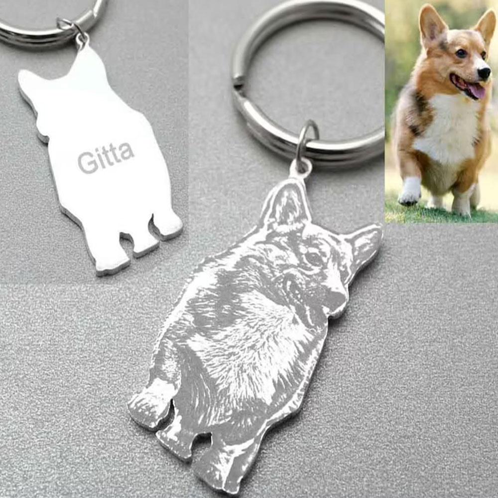 Engraved Pet Photo Personalized Keychain