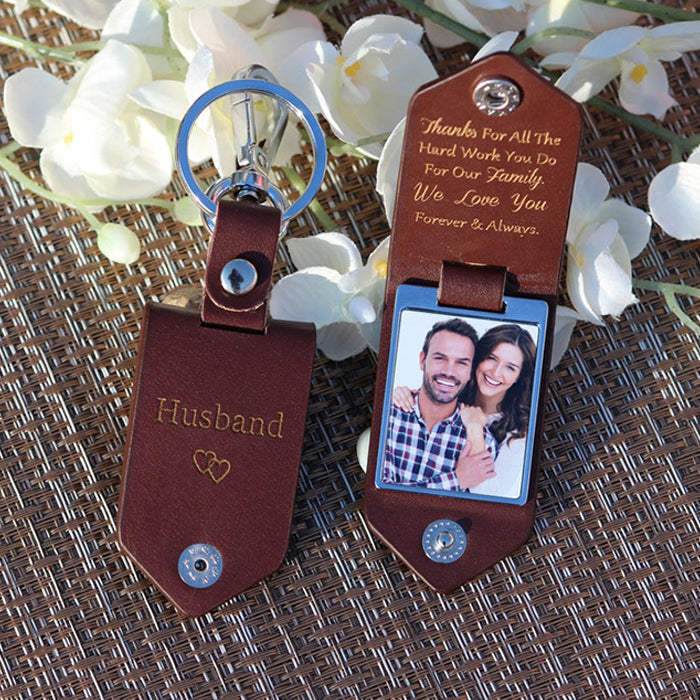 Personalized Leather Photo Keychain