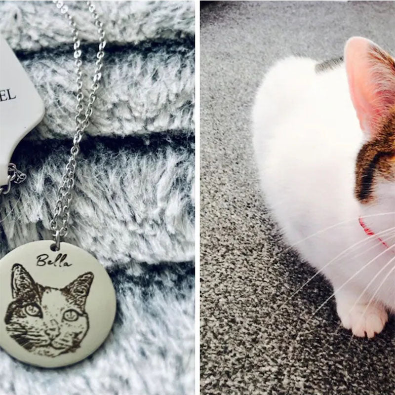 Custom Pet Necklace Keychain Using Pet Photo And Name Custom Cat Necklace Keychain Personalized Pet Photo Necklace Keychain