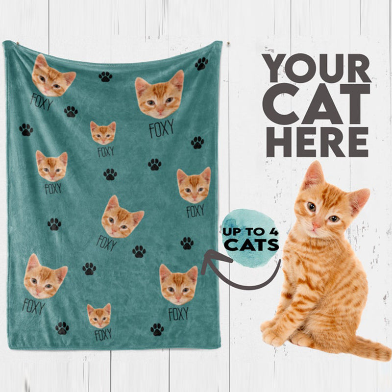 Personalized cat dog blanket, Personalized cat dog lover gift, Custom photo blanket