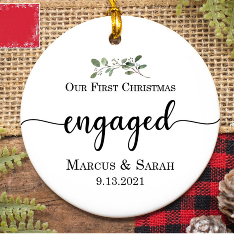 Personalized Engaged/Married Ornament 2021 with Custom Name & Date