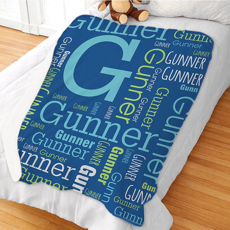 Word-Art Sherpa Personalized Blanket,Personalized Gift