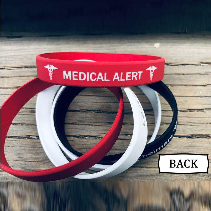 Custom Silicone Bracelet ID, Alert ID Bracelet, Custom ID Bracelet, Waterproof Medical Bracelet, Medical Alert Bracelet