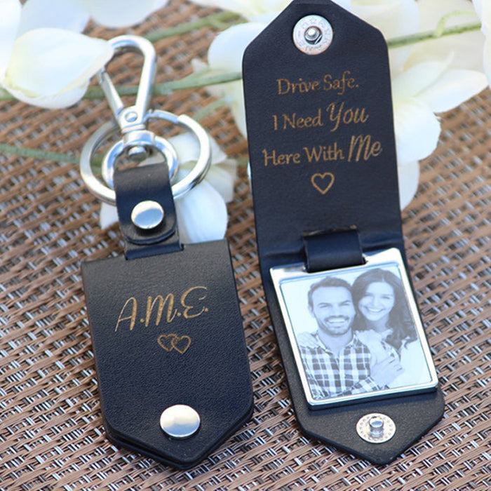 Personalized Leather Photo Keychain