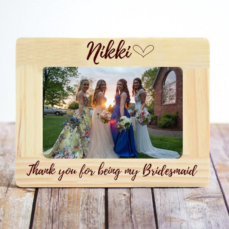 Wedding Thank you Gift - Personalized Bridesmaid Gift Picture Frame - Maid of Honor Gift - Unique Gift Bridal Party